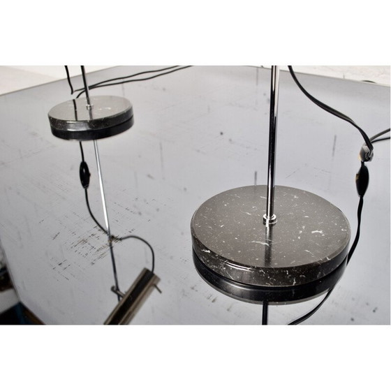 Image 1 of Paar vintage lampen model A4 in staal en marmer van Alain Richard, 1950