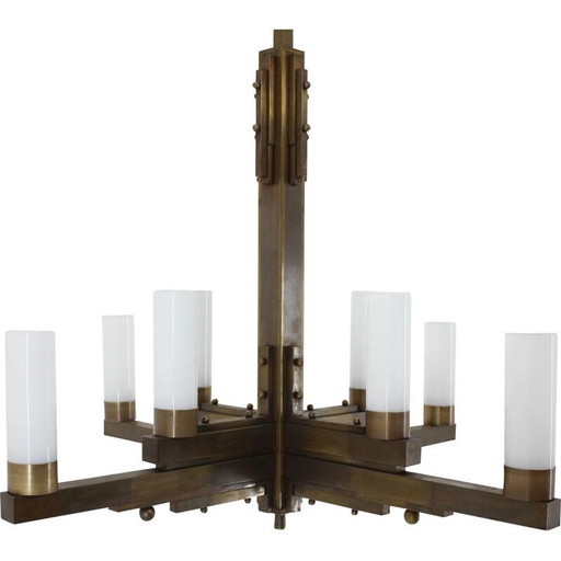 Grote heldere en eenvoudige vintage plafondlamp van Bauhaus, 1930