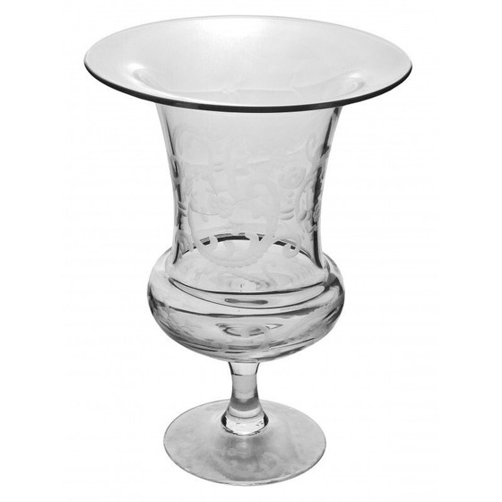 Image 1 of Paar vintage gedecoreerde glazen vazen, 1980