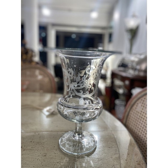 Image 1 of Paar vintage gedecoreerde glazen vazen, 1980