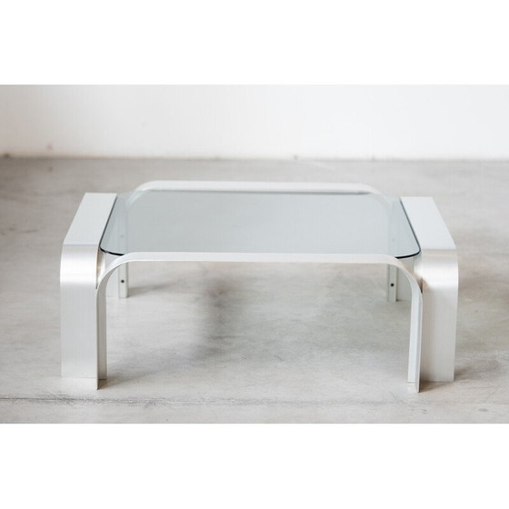 Image 1 of Vintage Space Age geborsteld aluminium salontafel, Duitsland 1970