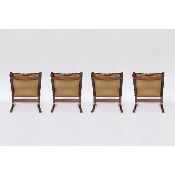 Image 1 of Set van 4 vintage pindabruine Siesta fauteuils van Ingmar Relling voor Westnofa, jaren 1960