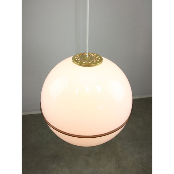 Image 1 of Vintage Space Age hanglamp van plexiglas en messing, Italië 1970