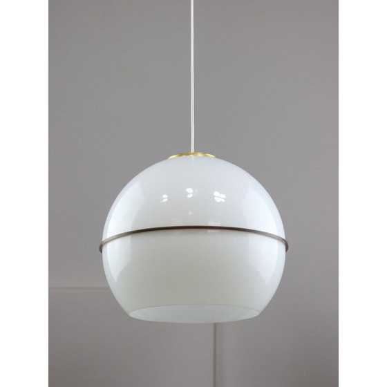 Image 1 of Vintage Space Age hanglamp van plexiglas en messing, Italië 1970