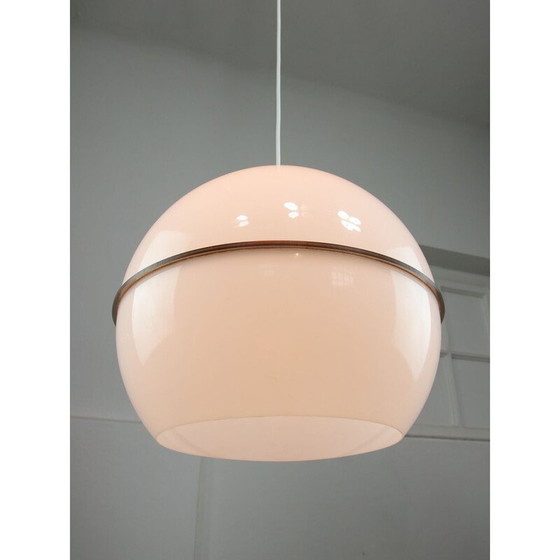 Image 1 of Vintage Space Age hanglamp van plexiglas en messing, Italië 1970