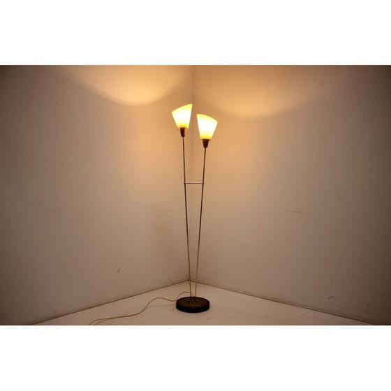 Image 1 of Vintage vloerlamp van messing en kunststof, Tsjecho-Slowakije 1960