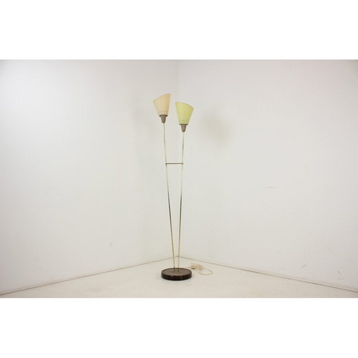 Vintage vloerlamp van messing en kunststof, Tsjecho-Slowakije 1960