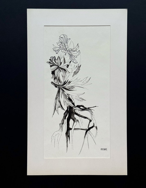 Image 1 of Eugene Eechaut (1928-2019) Bloemrijke compositie in inkt, 1970