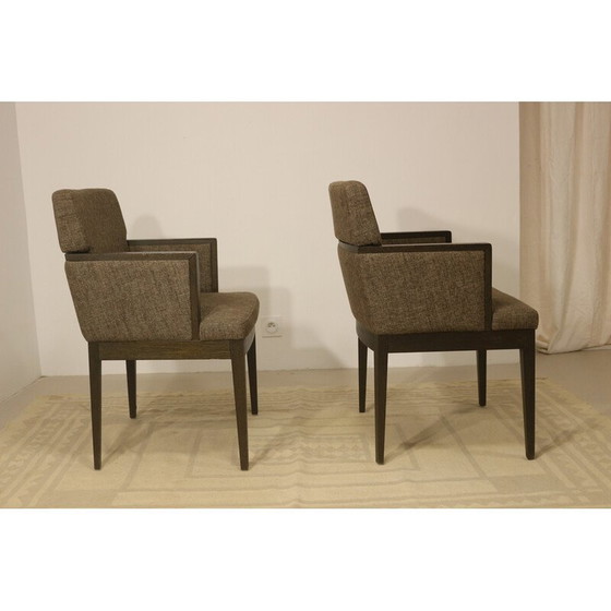 Image 1 of Paar vintage kubusfauteuils in bruin gevlekte stof, 1960