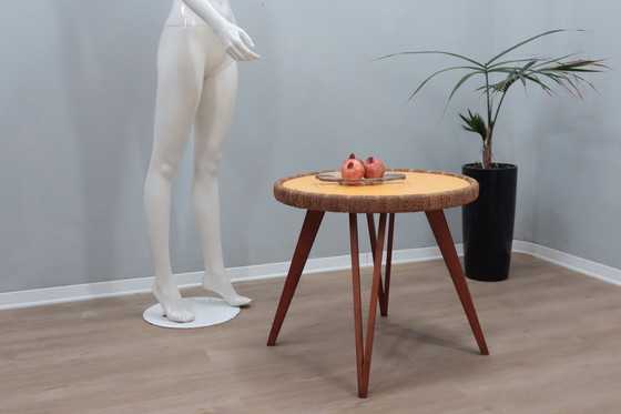 Image 1 of Augusto Romano Ronde Bijzettafel Beuken En Riet 194Os