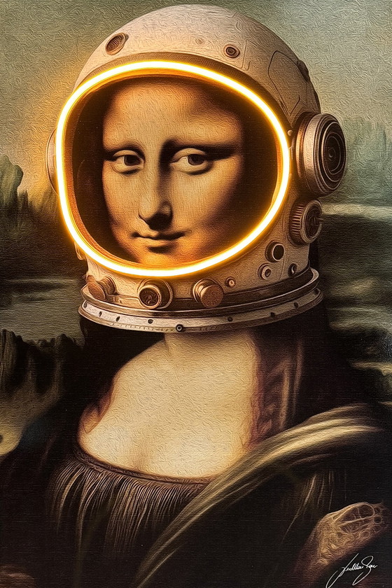 Image 1 of LedMansion Gioconda Astronaut Geel PopArt Muurkunst Led Lamp