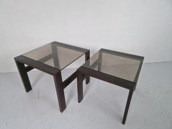 Image 1 of 2 Vintage Nesttafeltjes Met Rookglas