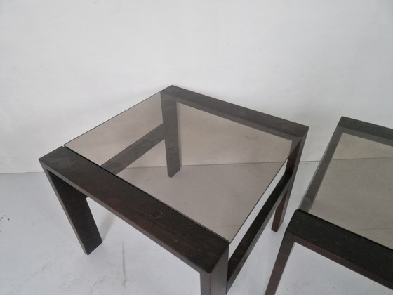 Image 1 of 2 Vintage Nesttafeltjes Met Rookglas