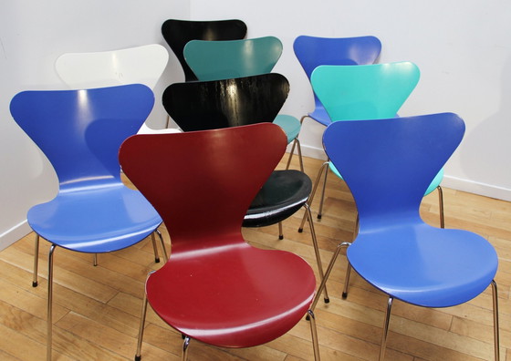 Image 1 of Suite van 9 stoelen 3107, Arne Jacobsen