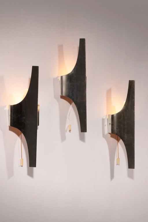 Mid Century Zilveren Wandlamp van Wilhelm Braun Feldweg - Doria Leuchten, Duitsland