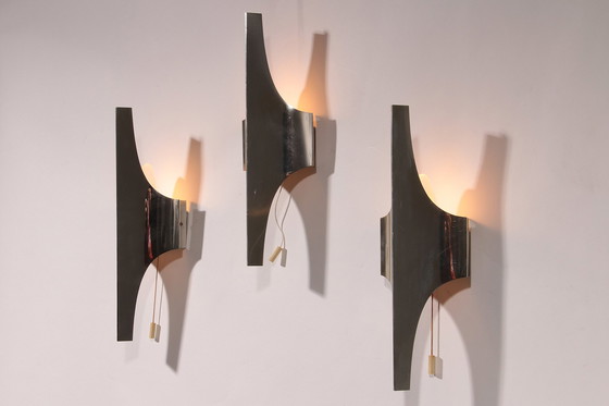 Image 1 of Mid Century Zilveren Wandlamp van Wilhelm Braun Feldweg - Doria Leuchten, Duitsland