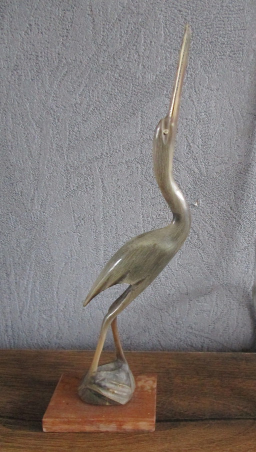 Uit Speksteen Gesneden Reiger.
