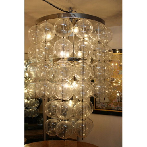 Vintage handgeblazen glazen hanglamp, 1960