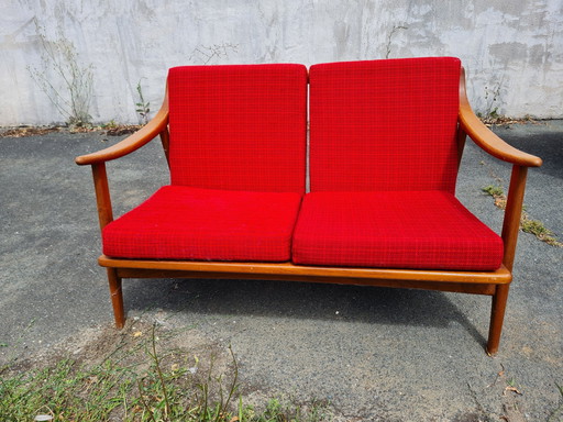 Originele Scandinavische Teak 2 zits bank uit 1960