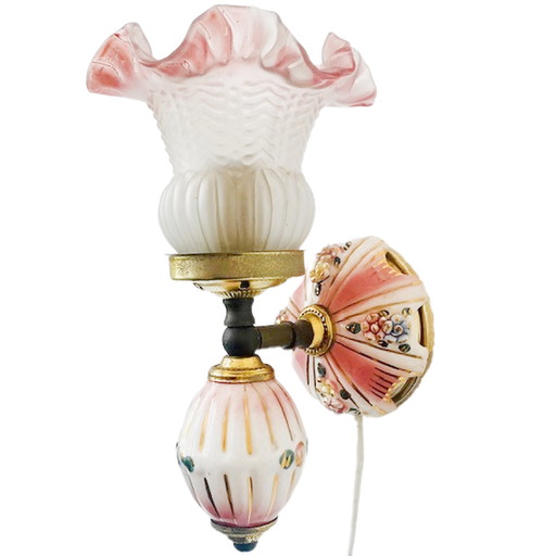 Barok Capodimonte wandlamp porselein goud roze