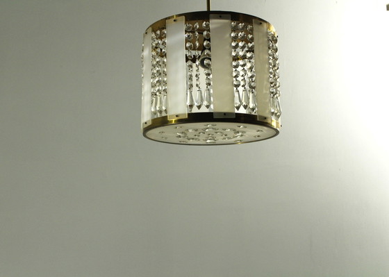 Image 1 of Kristalglas en messing hanger van Jablonecké Sklárny