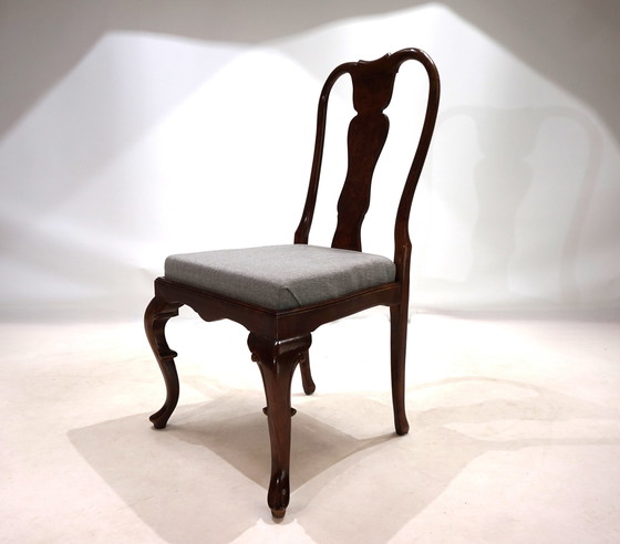 Image 1 of Set van 5 mahoniehouten Queen Anne eetkamerstoelen, 1920