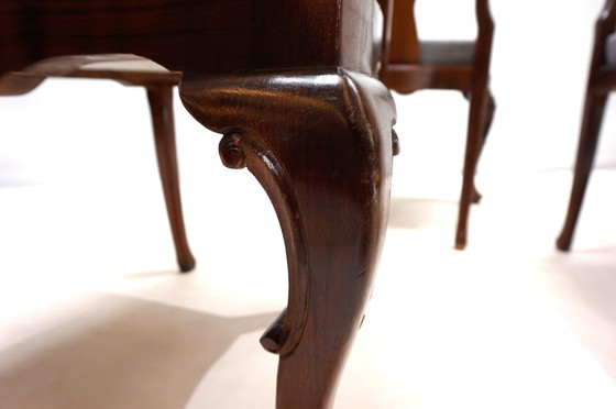 Image 1 of Set van 5 mahoniehouten Queen Anne eetkamerstoelen, 1920