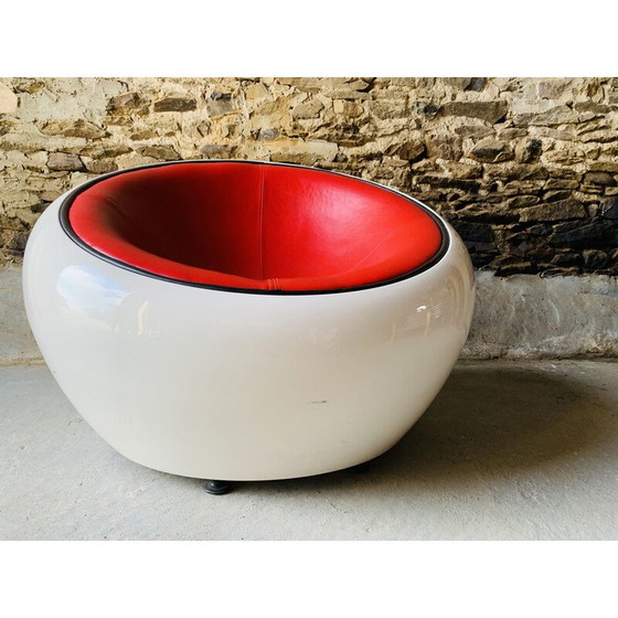 Image 1 of Vintage rood kunstlederen oogpod bal fauteuil, 1960