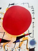 Originele litho Iii - De rode zon - Joan Miró - 1972