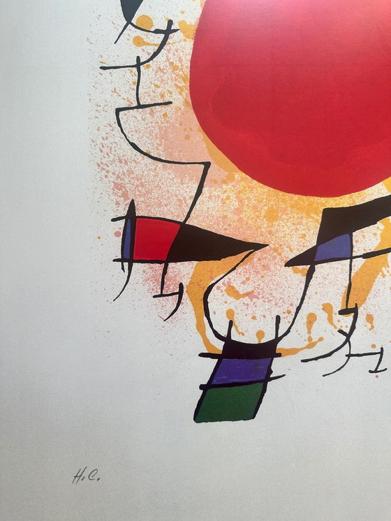 Image 1 of Originele litho Iii - De rode zon - Joan Miró - 1972