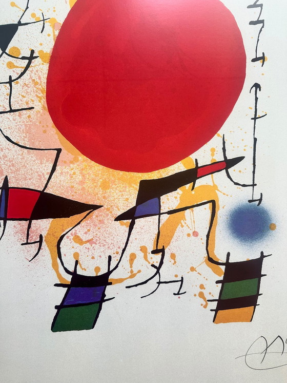 Image 1 of Originele litho Iii - De rode zon - Joan Miró - 1972