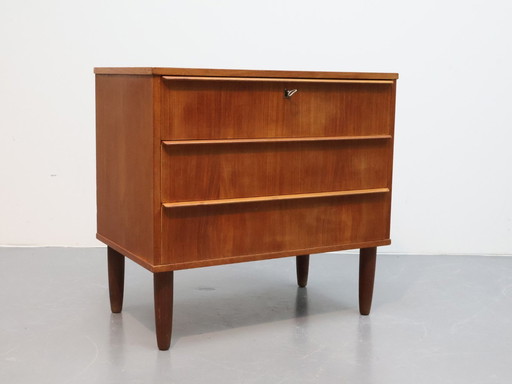 Vintage Deense Ladekast 3 Lades Teak