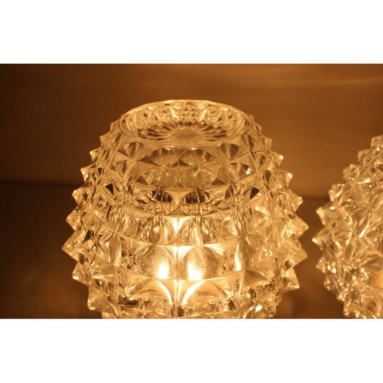 Image 1 of Vintage wandlamp van glas en messing, Tsjecho-Slowakije
