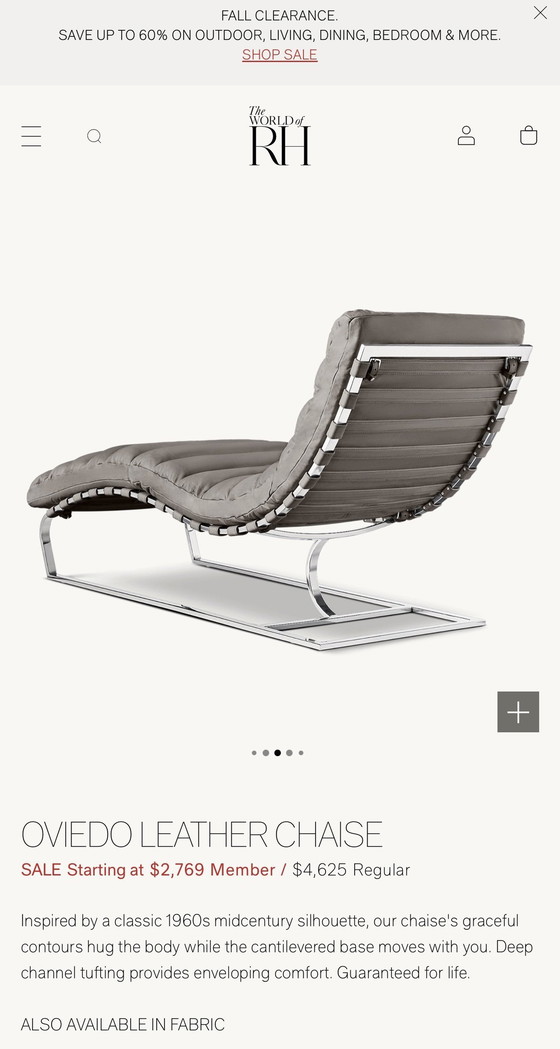 Image 1 of Prachtige Restore Hardware Mies Van Der Rohe Chaise Lounge