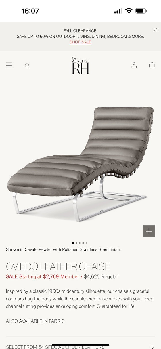 Image 1 of Prachtige Restore Hardware Mies Van Der Rohe Chaise Lounge