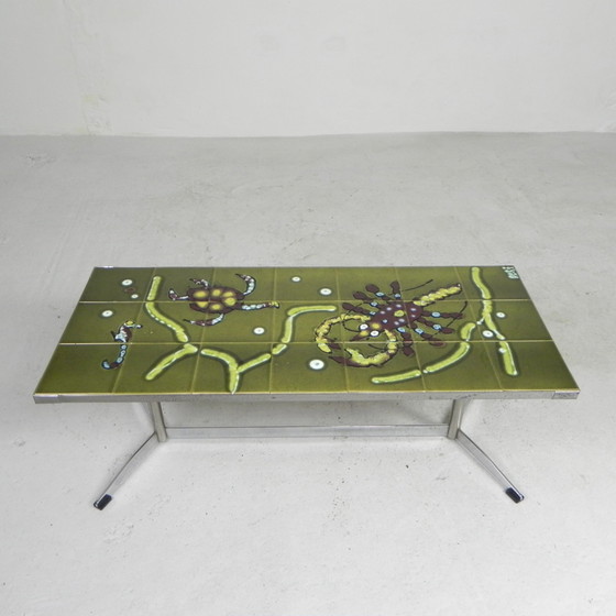 Image 1 of Adri tegeltafel met zee motief, jaren 60