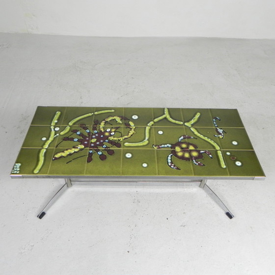 Image 1 of Adri tegeltafel met zee motief, jaren 60