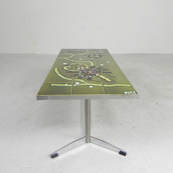 Image 1 of Adri tegeltafel met zee motief, jaren 60