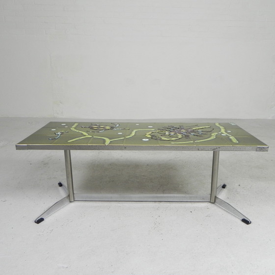 Image 1 of Adri tegeltafel met zee motief, jaren 60