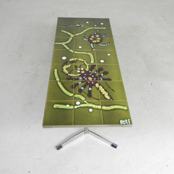 Image 1 of Adri tegeltafel met zee motief, jaren 60