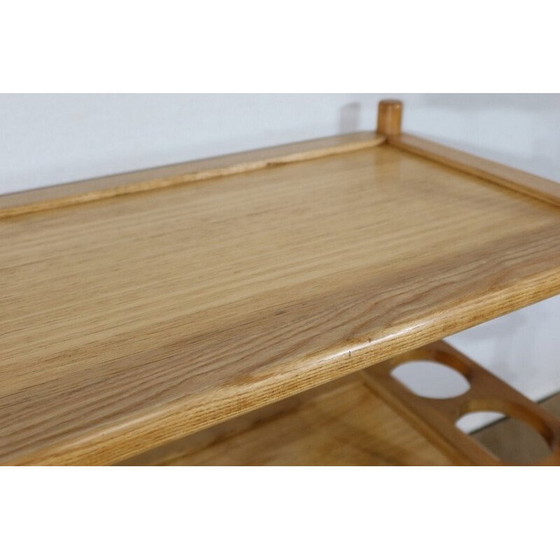 Image 1 of Vintage serveertafel met drie dienbladen op wieltjes, jaren 1960-1970