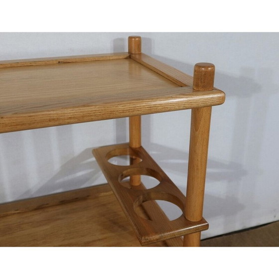 Image 1 of Vintage serveertafel met drie dienbladen op wieltjes, jaren 1960-1970