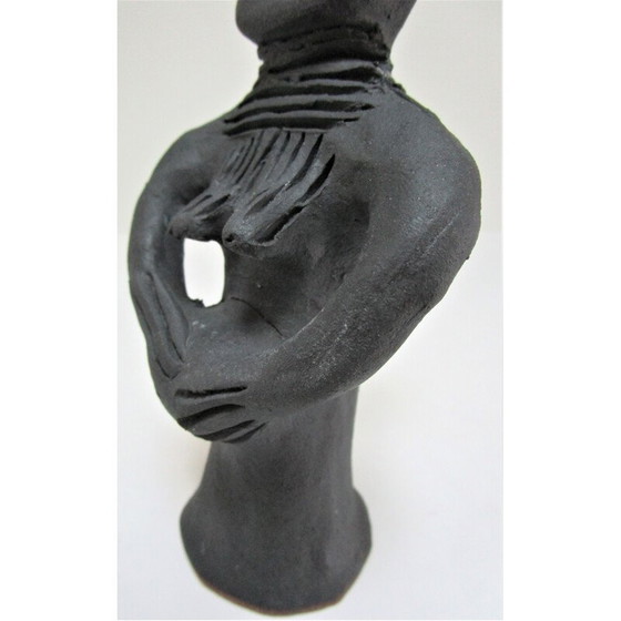 Image 1 of Vintage sculptuur van een zwangere vrouw in geboetseerde klei, 1980