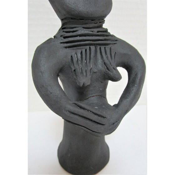 Image 1 of Vintage sculptuur van een zwangere vrouw in geboetseerde klei, 1980