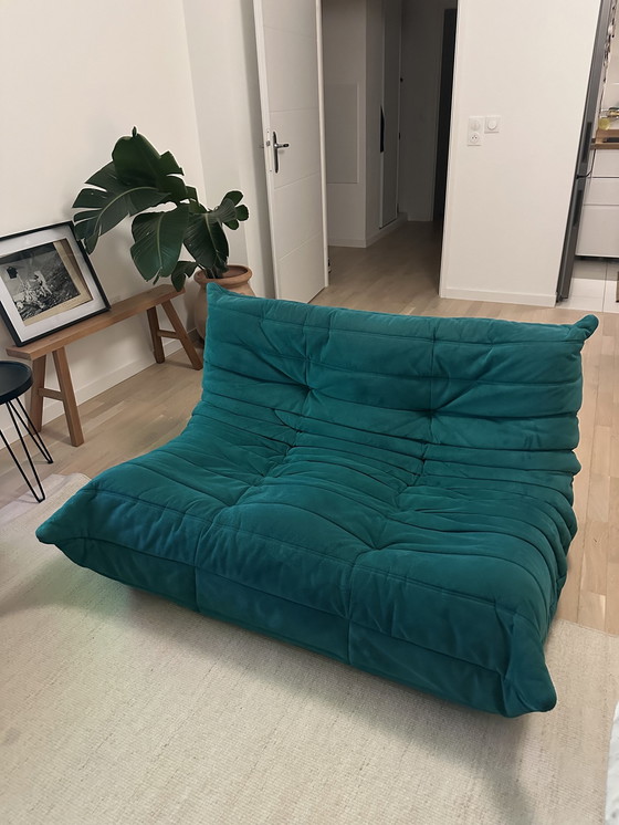 Image 1 of Canape Togo Tweezitter Alcantara Blauw Groen