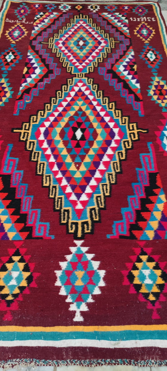 Image 1 of Handgemaakte Natuurlijke Wol Berber Kelim Vloerkleed