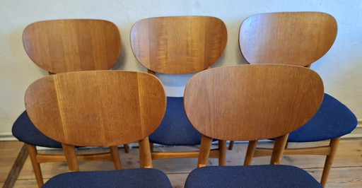 Set van 6 Mid Century Teakhouten Eetkamerstoelen, Denemarken 1960