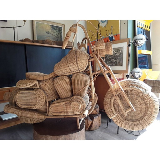 Vintage rotan motorfiets sculptuur van Tom Dixon, 1980