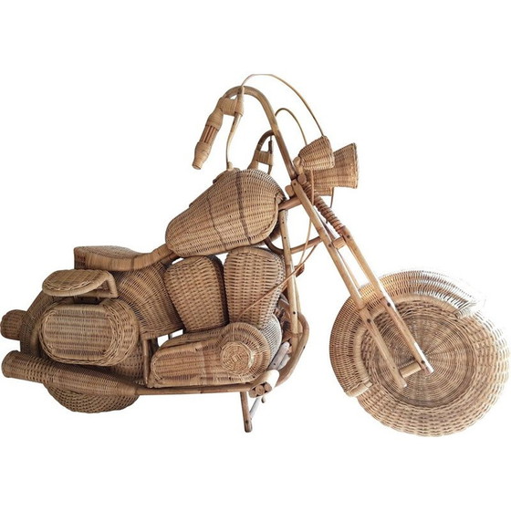 Image 1 of Vintage rotan motorfiets sculptuur van Tom Dixon, 1980