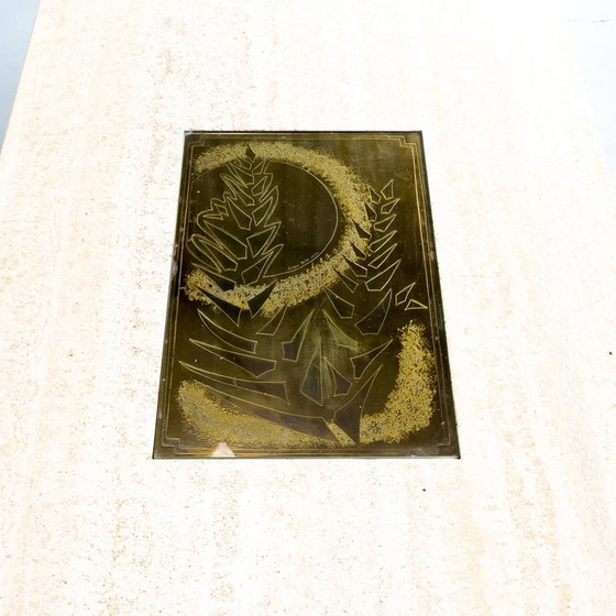 Image 1 of Vintage travertijnen salontafel door George Mathias voor Maho, België 1970